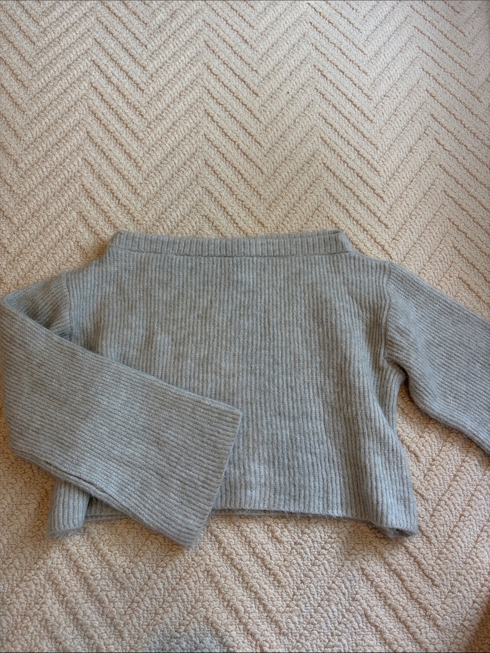 H&M Light Gray Ribbed Off-the-Shoulder Sweater